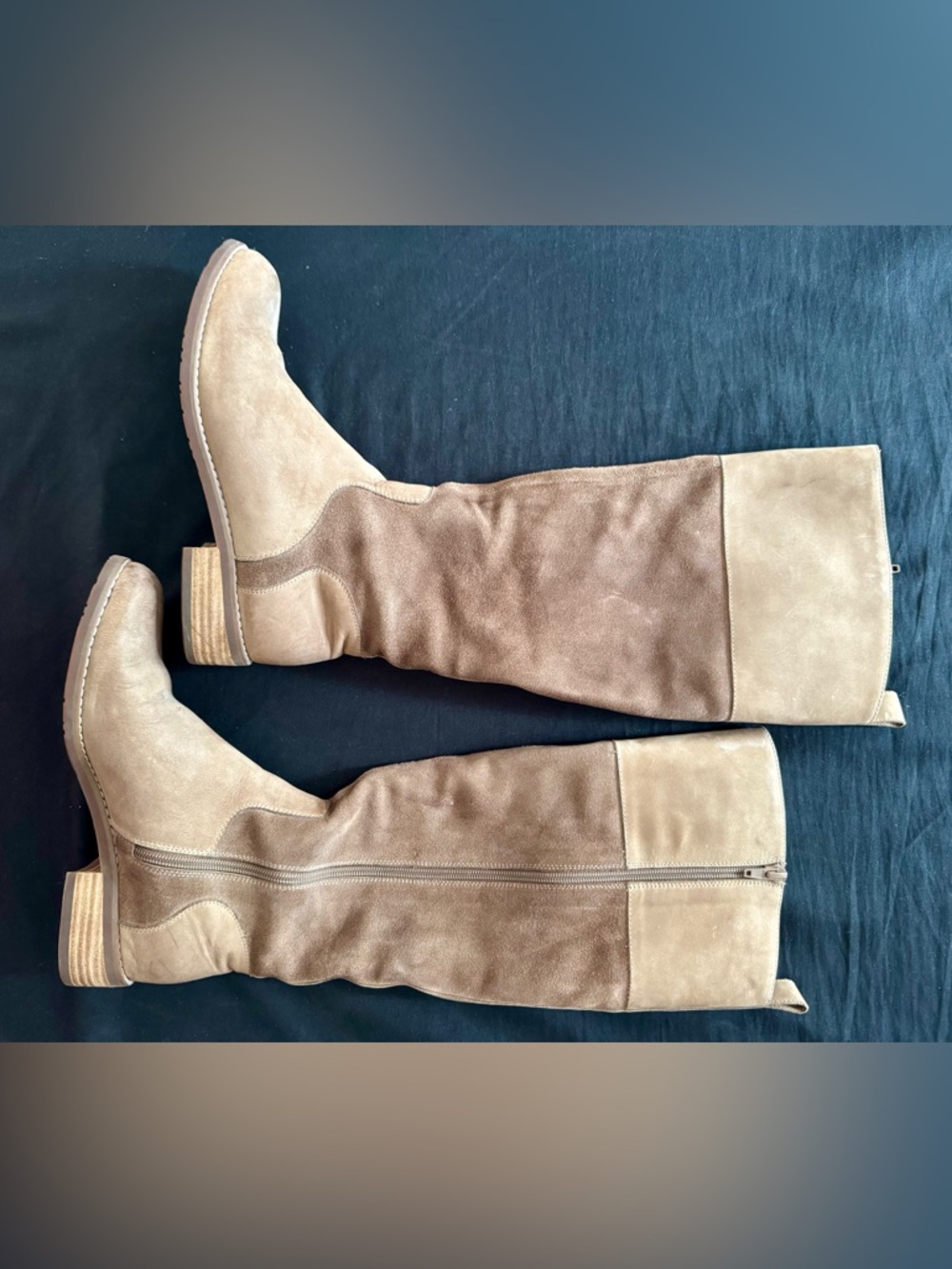 Chocolat Blu Two-Tone Light Tan Leather Boots